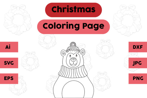 Christmas Coloring Page - Bear: A Versatile Graphics Asset