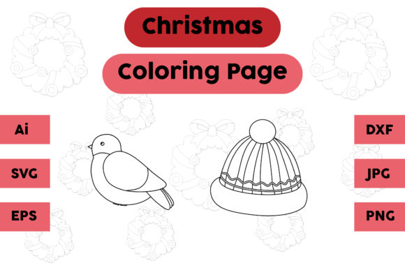 Christmas Coloring Page Bird Hat Set: A Creative Graphics Asset