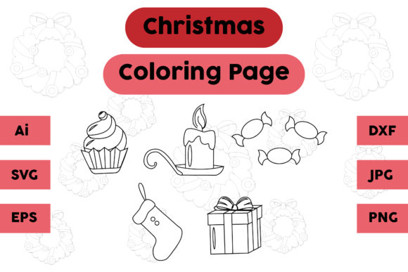 Christmas Coloring Page Candle Candy Set: A Graphics Gem
