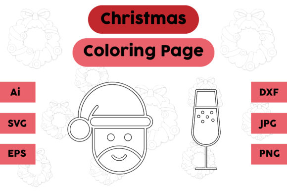 Christmas Coloring Page Drink Santa Set: A Versatile Graphics Asset
