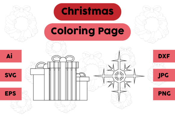 Christmas Coloring Page Gift Snow Set: A Graphics Must-Have