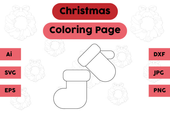 Christmas Coloring Page - Glove Socks: A Festive Graphics Asset