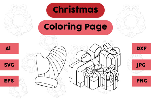 Christmas Coloring Page Gloves Gift Set: A Festive Graphics Asset