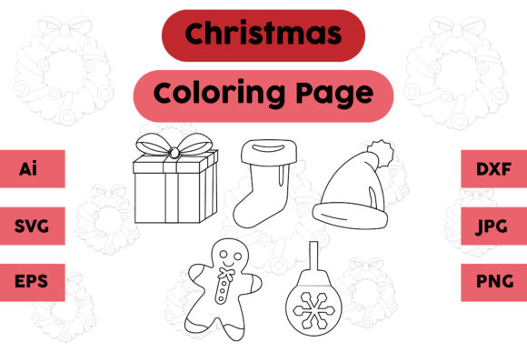 Christmas Coloring Page Happy Set: A Festive Graphic Asset
