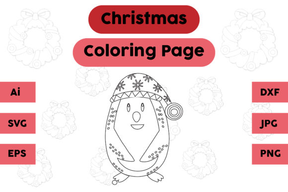 Christmas Coloring Page - Penguin: A Festive Graphic for Local Brands