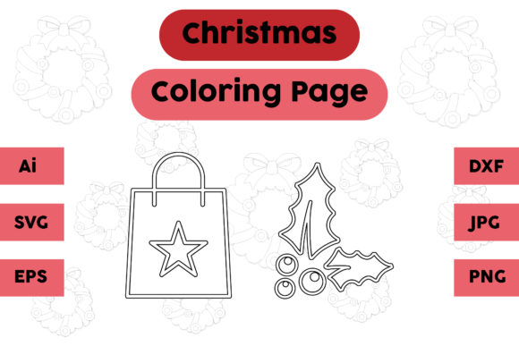 Christmas Coloring Page Plum Bag Set: A Festive Graphics Asset