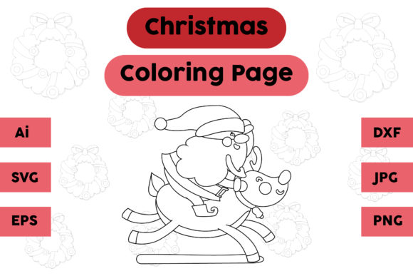 Christmas Coloring Page Santa Claus Deer: A Versatile Graphics Asset