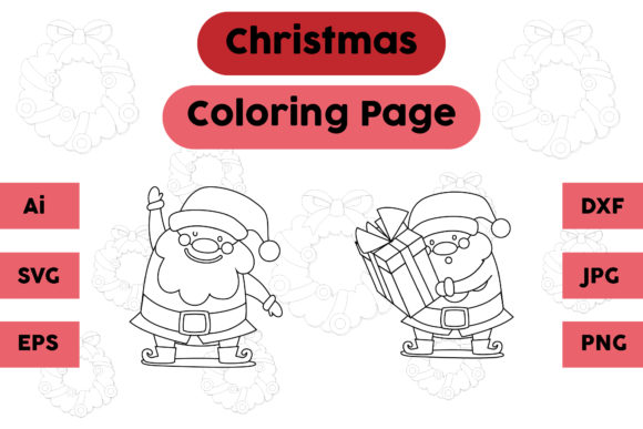 Christmas Coloring Page Santa Claus Set: Perfect for Graphics and Editorial Design