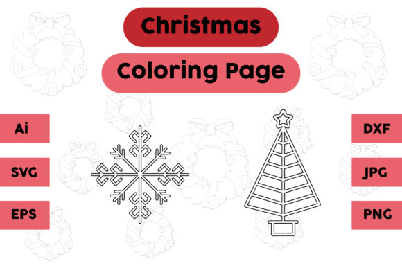 Christmas Coloring Page Snow Tree Set: A Graphics Essential