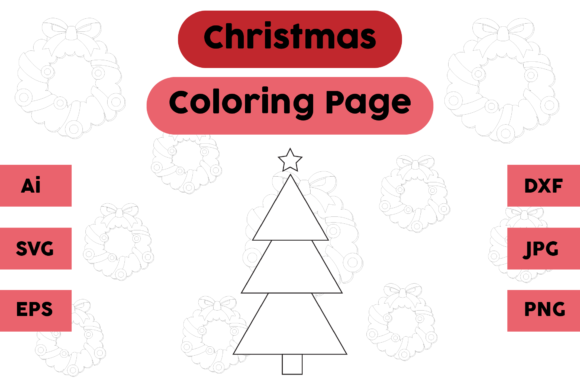Christmas Coloring Page - Tree 12: A Versatile Graphics Asset