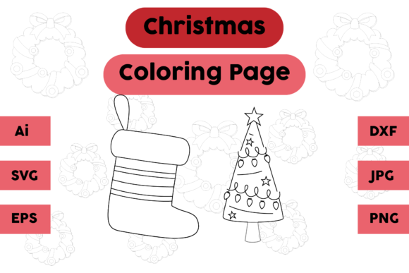 Christmas Coloring Page Tree Socks Set: A Creative Graphics Asset