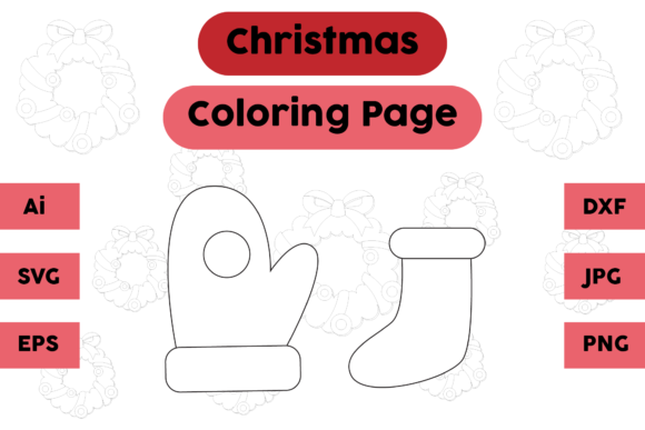 Christmas Coloring Pages Glove Socks Set: A Festive Graphics Asset