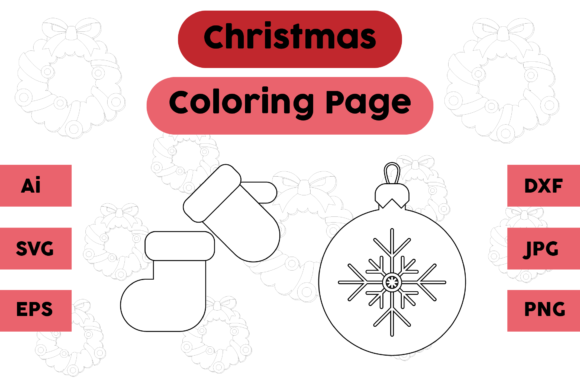Christmas Coloring Pages Gloves Sock Set: A Festive Graphics Bundle