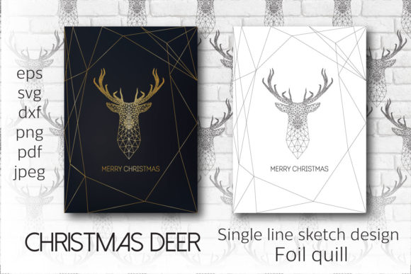 Christmas Deer. Single Line Design for Crafts and Graphics