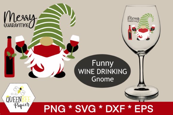 Cute Christmas, Wine, Gnome for Creative Crafts and Graphics