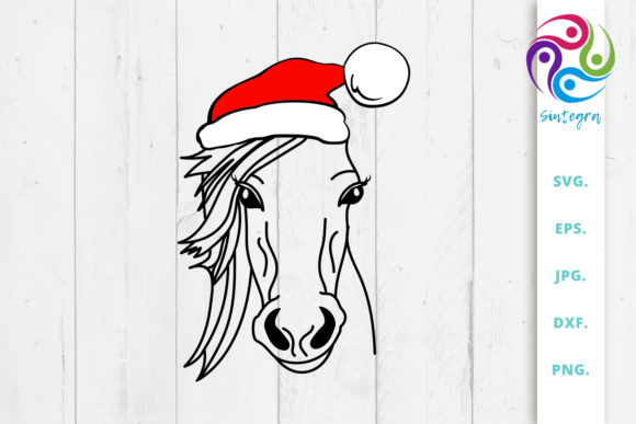 Horse with Christmas Hat: A Festive Graphics Asset for Crafts