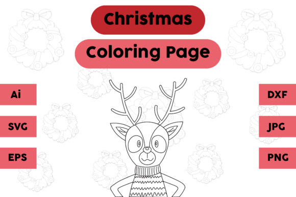 Review: Christmas Coloring Page - Deer 04 for Graphics