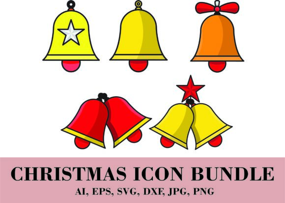 Yellow Bells for Christmas Tree Bundle: Festive Icons for Graphics